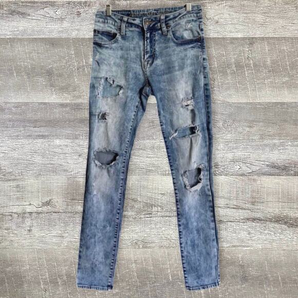 American Eagle AEO Destroyed Light Denim Jeans Mens 29 (28X28) Skinny Stretch - Picture 1 of 8